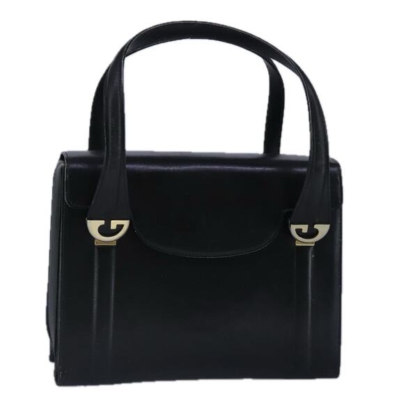 GUCCI Hand Bag Leather Black Gold - Picture 1 of 16